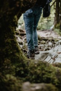 Person walking on countryside path.