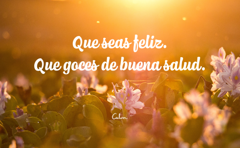 Background with flowers and greeting written in Spanish.